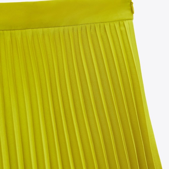 Zara Limited Edition Lime Green Pleated Midi Skirt. New with tags. - Picture 7 of 7